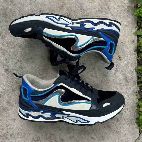 Sandro Paris Flame Sneakers, 3 blues, size 40 - Picture 5 of 11